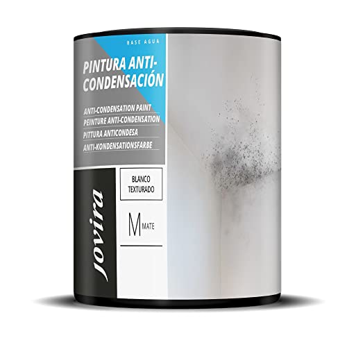 JOVIRA PINTURAS Pintura Anticondensación, Antihumedad antimoho exterior-interior. Eficaz para paredes de yeso, hormigón, cemento (750 Mililitros)