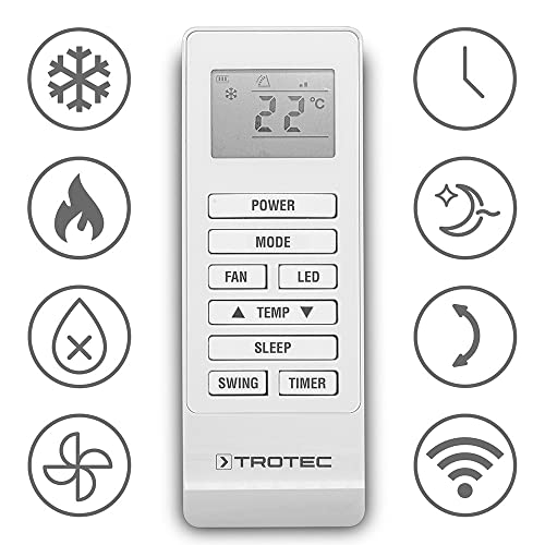 TROTEC Acondicionador de aire de pared PAC-W 2650 SH | Aire acondicionado 4 en 1: nevera, calefactor, ventilador y deshumidificador | con integración de la WLAN y control del smartphone